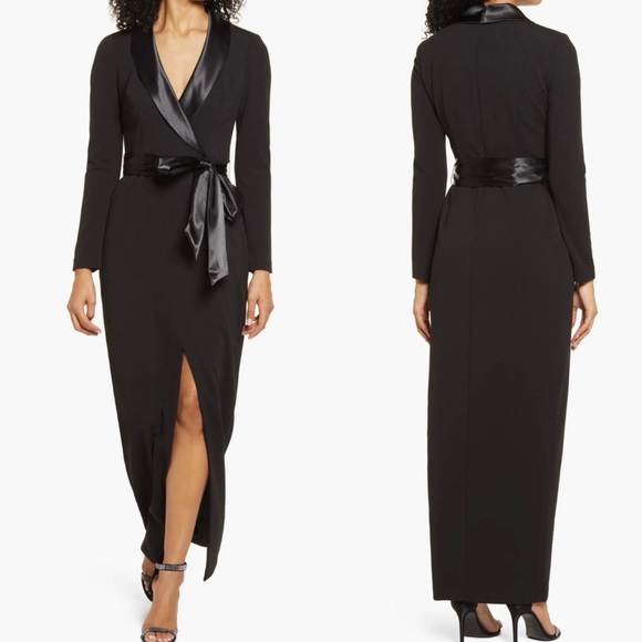 Eliza J  Formal Elegant Long Sleeve Tuxedo Gown Dress 
size 12 or 6 or 4 or 10 - Picture 2 of 12